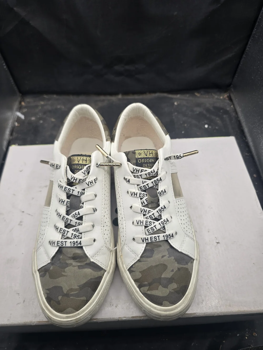 Vintage Havana White and Olive Camo Low-Top Sneakers